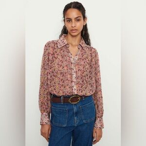 BAS&H PARIS MAXENCE Floral SHIRT in BEIGE size 2